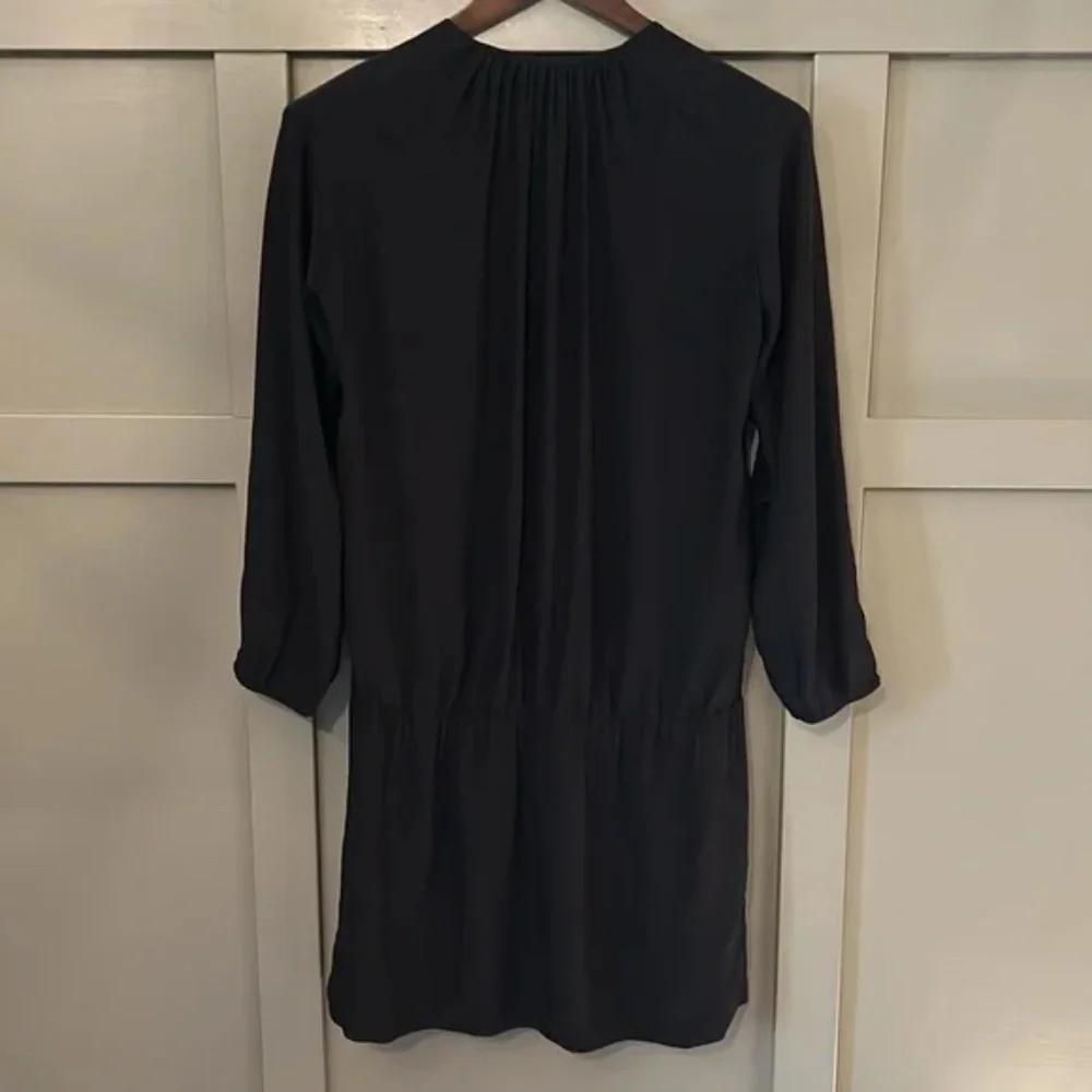 Amanda Uprichard Black Silk Drop Waist Long Sleeve Dress Size Small